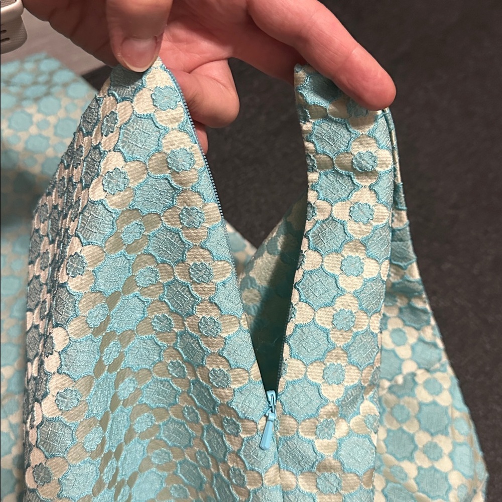 NWT Nordstrom Paperwhite Blue and Cream Textured Pants size 8 - Picture 8 of 9